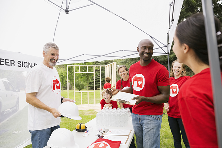 group of nonprofit volunteers at outside event