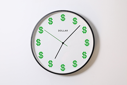 Clock with dollar signs instead of numbers